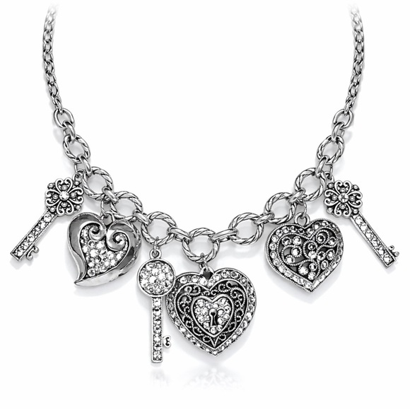 Anthropologie Jewelry - ⚜️ Silver Heart and Key Charm Necklace